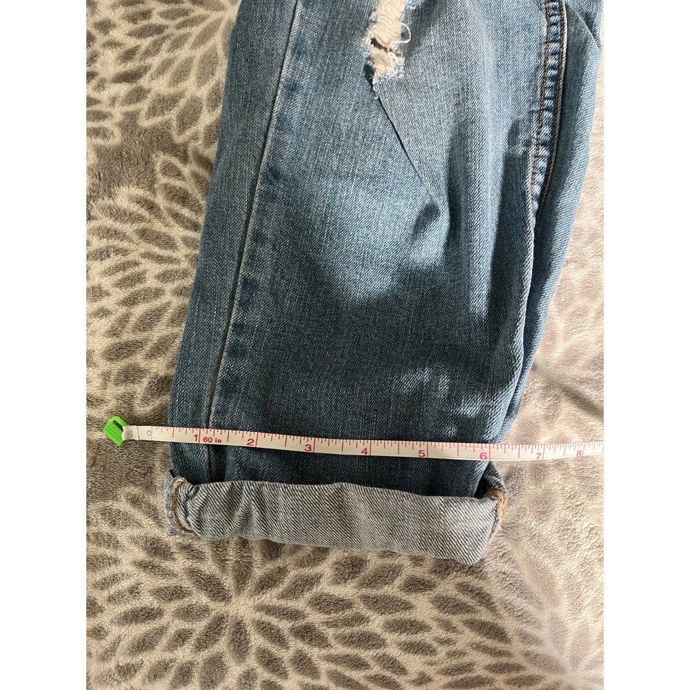 High Rise Distressed Barrel Mom Jeans size 2 Light Wash Blue Ripped Indie Y2K - Picture 8 of 9
